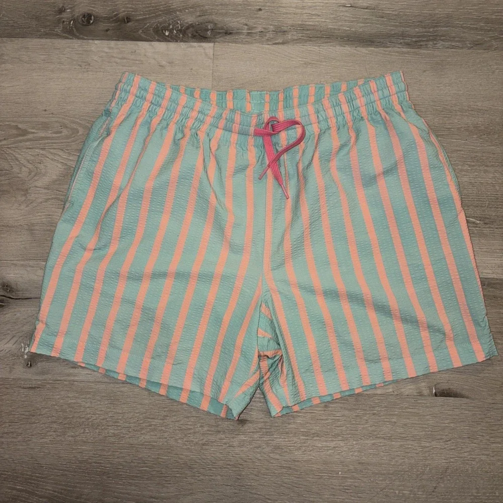 Chubbies Swim Trunks 5.5 Inch Seam Striped Men's Medium Green Pink